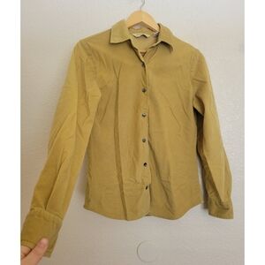 VNT Eddie Bauer Mustard Yelloe Corduroy Shirt Womens Size SMALL
